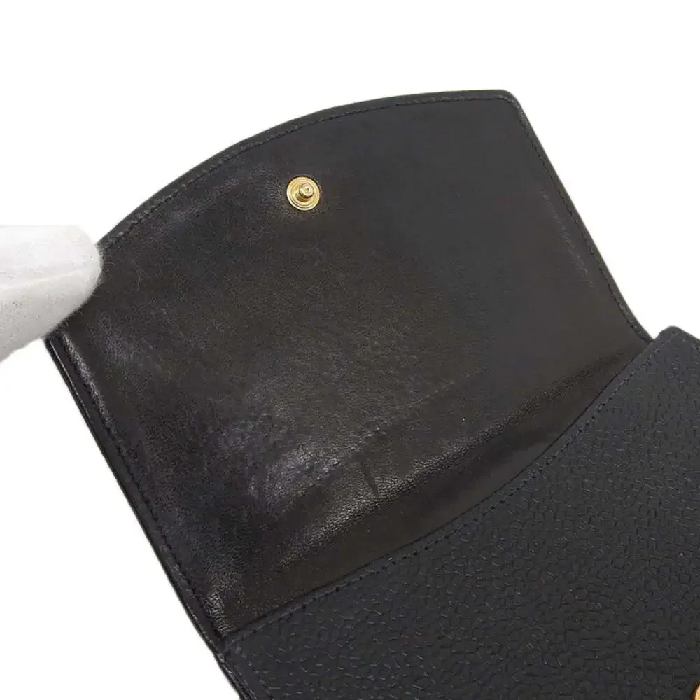 CHANEL Authentic Black Caviar Leather Logo Wallet